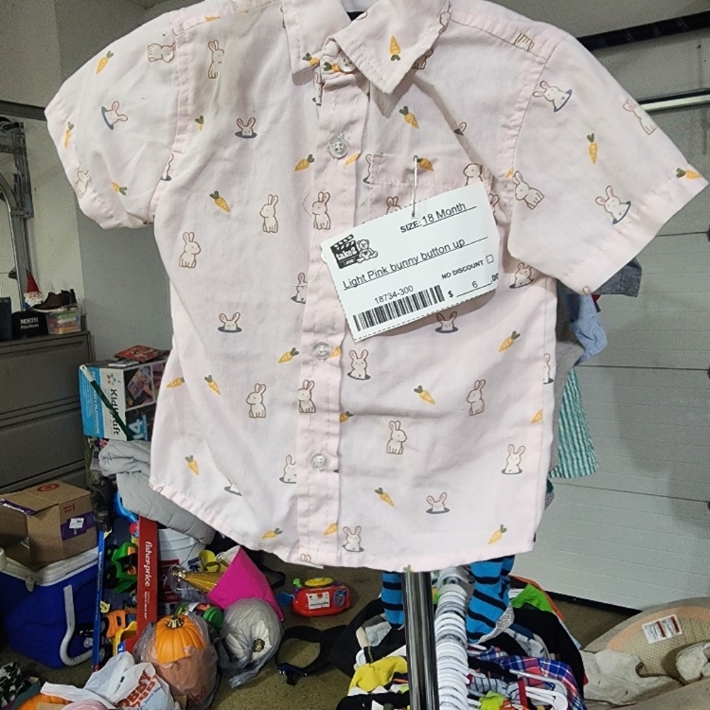 Light Pink Kids Shirt with Bunny Print